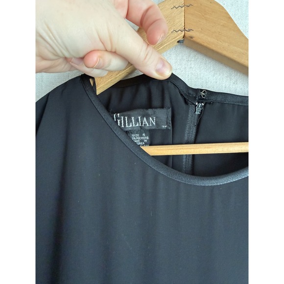 Gillian Vintage Black Wide Leg Jumpsuit Dolman Sleeve Elastic Waist Size 4 - Picture 2 of 5